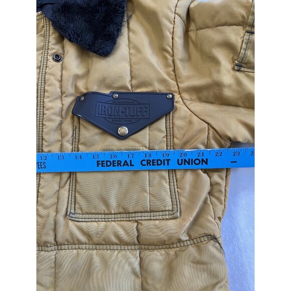 Vintage RefrigiWear Jacket Size L Yellow Parka Coat Fleece Collar Work USA - Picture 7 of 16